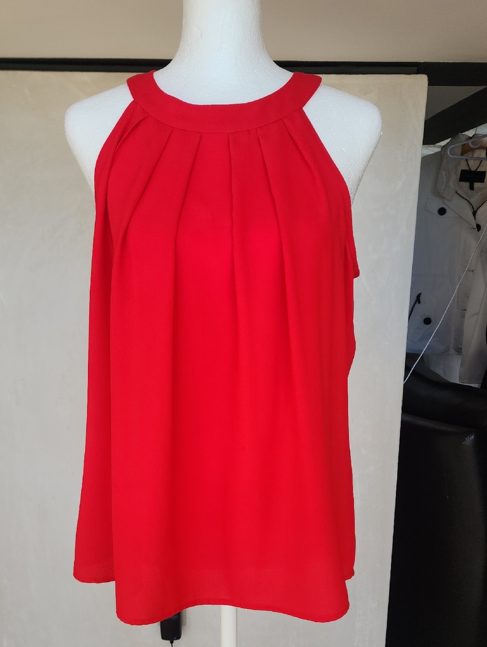 Nine West Red Halter Pleated Camisole